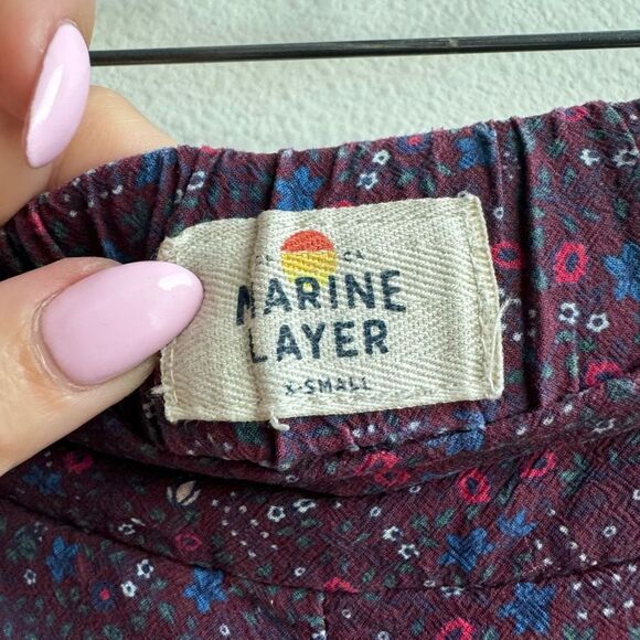 Marine Layer Pants Women Size XS Kiley Elastic Waist Pockets Ditsy Floral Purple - Picture 3 of 6